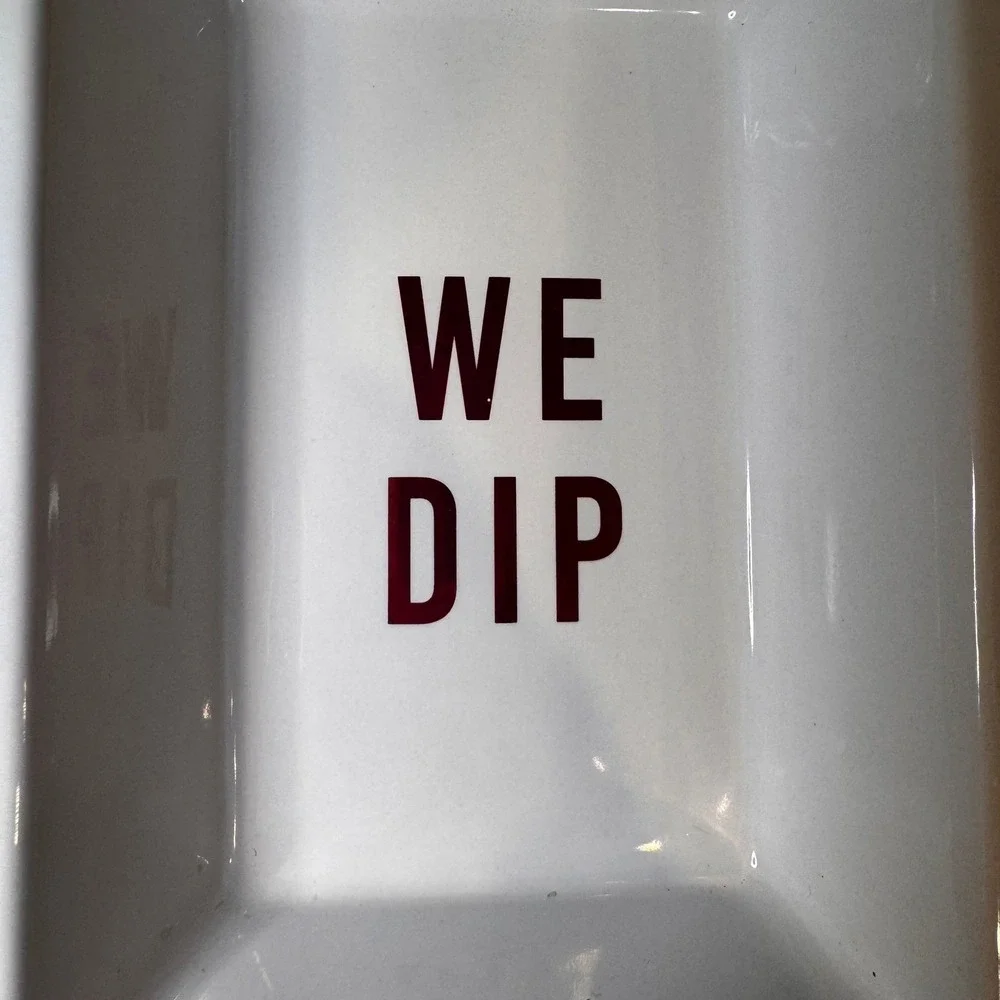 When You‎ Dip I Dip We Dip Divided Serving Tray White Ceramic Party Platter